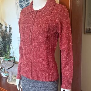 NWT northern reflections size small Elegant Maroon Cardigan embroidered Sweater
